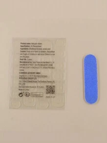 24入組長棺材形狀的假指甲套裝，包含1支指甲文件和1支果凍膠壓克力指甲，美甲用品 - 藍色 - 查看 7