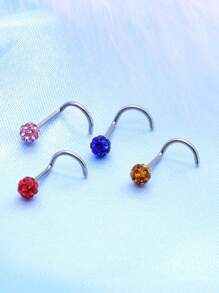 1入組五彩鼻環套裝女士不銹鋼彎曲鼻環穿戴飾品 - 彩色 - 查看 3