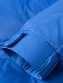 Men's Thickened Outdoor Down Jacket, Featuring Letter Pattern, Zip-Up, Stand Collar Design - Blue - View 5