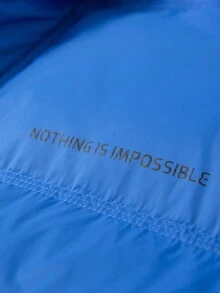 Men's Thickened Outdoor Down Jacket, Featuring Letter Pattern, Zip-Up, Stand Collar Design - Blue - View 4