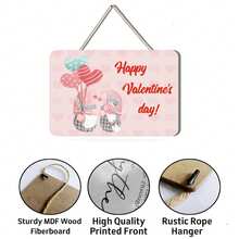 1pc Valentine'S Day Wooden Heart Pendant Decoration, Perfect For Romantic Dinner, Bar, Bedroom, Party, Festival And Gift Giving (Comes With A Rope) - Pink - View 4