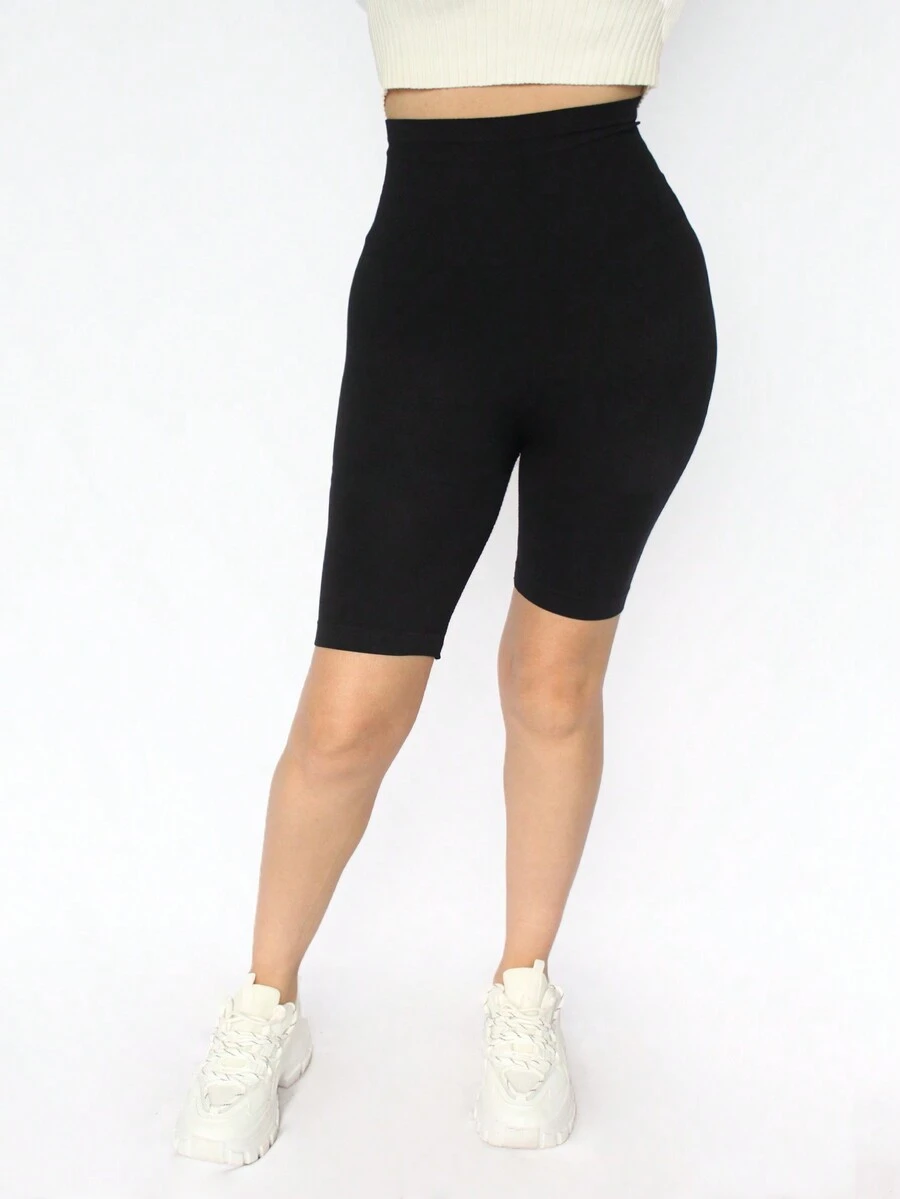 Women's Long Lycra Shorts - Black - View 1