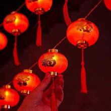1個,10個迎春祈福燈籠,春節裝飾用led閃亮串燈,高亮度燈珠,紅燈籠迎接新年室內裝飾燈,電池供電（不含電池） - 紅色 - 查看 3