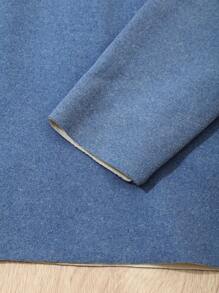 男童纯色保暖羊毛长袖睡衣套装 - 藍色 - 查看 6