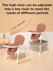 1 件便携式多功能婴儿椅，可折叠咖啡色家用餐椅，带可拆卸托盘 - 咖啡棕 - 查看 3