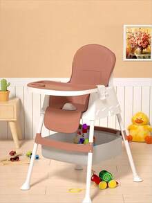 1 件便携式多功能婴儿椅，可折叠咖啡色家用餐椅，带可拆卸托盘 - 咖啡棕 - 查看 7