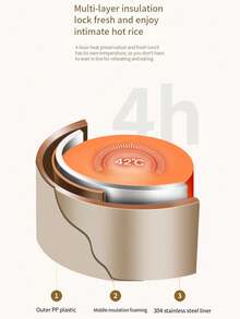 1pc Portable Insulated Lunch Box Food Storage Tableware Effective Insulation 304 Stainless Steel For Car Outdoor Home Kitchen Fishing Travel Essentials - Beige-large - View 6