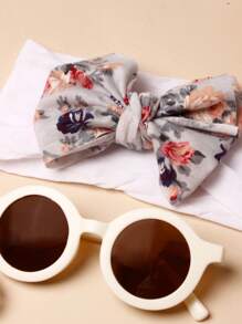 1入組尼龍織花寶寶髮飾+1入組適用於0-3歲的寶寶眼鏡 - 白色 - 查看 2