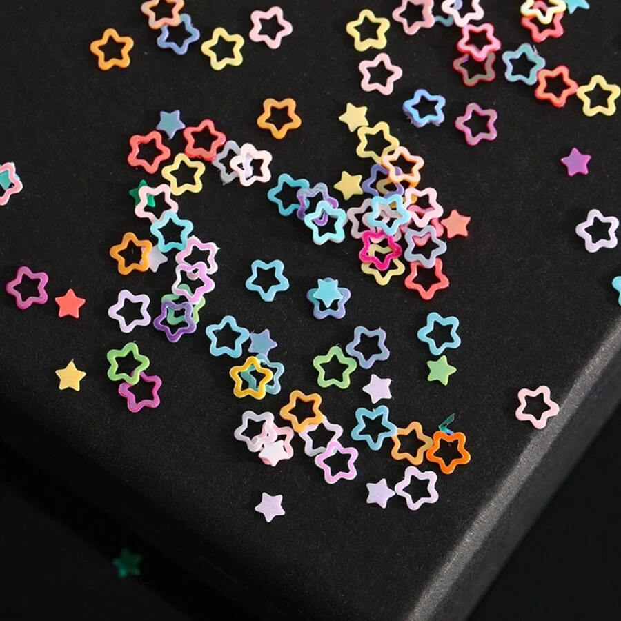 1包手工diy材料,空心五角星亮片手機殼及填充材料 - 彩色 - 查看 1