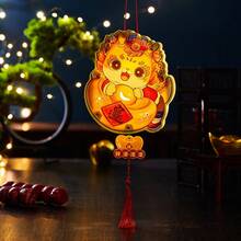 2024 New Year Light Up Handheld Children's Diy Lantern Kit For Chinese New Year Lantern Festival, Dragon Shaped With Tassel And Candlewick (Including Handle) - Bronze - View 2