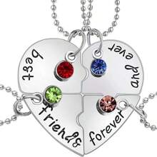 4 Piezas/conjunto Collar De Amistad Para Los Mejores Amigos Para Siempre, Colgante Con Decoración De Corazón Y Diamantes De Imitación - Multicolor - Ver 8
