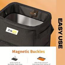 ZukMi Car Trash Can With Lid And Storage Pockets - 100% Leak-Proof Organizer, Waterproof Garbage Can, Multipurpose Trash Bin For Car, 2 Gallons, Black