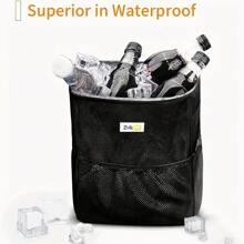 ZukMi Car Trash Can With Lid And Storage Pockets - 100% Leak-Proof Organizer, Waterproof Garbage Can, Multipurpose Trash Bin For Car, 2 Gallons, Black