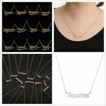 1 件欧美风格不锈钢男女通用项链，2 月 14 日情人节，12 星座和字母吊坠。休闲个性化锁链珠宝礼物，妈妈，母亲，母亲节，礼物