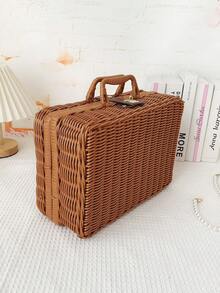 Handmade Woven Pastoral Style Gift Box Storage Case For Cosmetics, Jewelry, Small Items And Wedding Favors - Brown - View 2