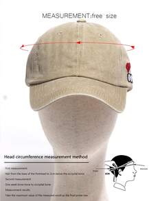 Women's Washed Heart Embroidery Baseball Cap - Khaki - View 4