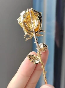 1pc Tulip Rose Brooch For Women Nice Design Elegant Corsage Fashion Brooch Pin Dress Luxury  Jewelry Accessories Party Gifts - Gold - View 6