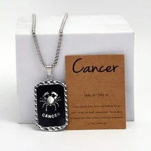 1pc New Arrival Stainless Steel Chain Double-Sided 12 Constellation Necklace With Laser-Cut Design And Hip-Hop Silver Pendant Card Necklace - Sagittarius - View 7