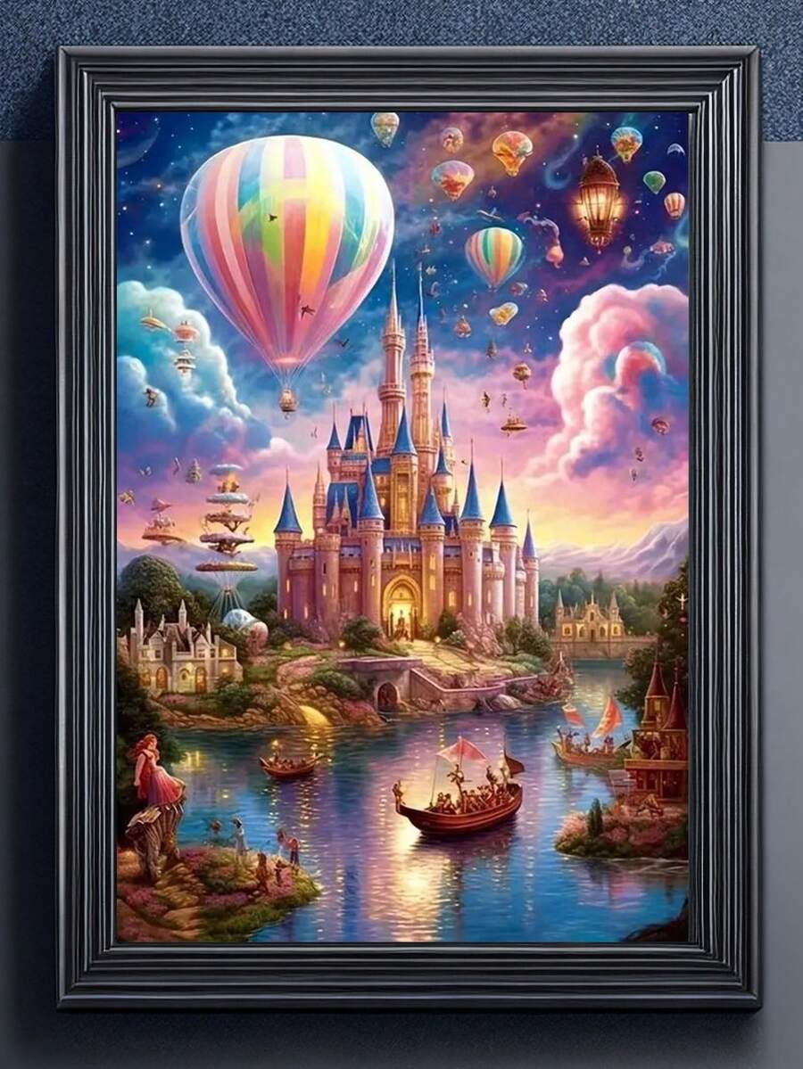 1 Miếng 30*40cm/11.8*15.75in DIY 5D Tranh kim cương Bộ dụng cụ Lâu đài & Khinh khí cầu Thiết kế Giường đôi Máy khoan Nghệ thuật kim cương Thêu Khâu chéo Hình ảnh Tranh kim cương Nghệ thuật thủ công Đối với Trang trí tường ( Không khung ) - Nhiều màu - Xem 1