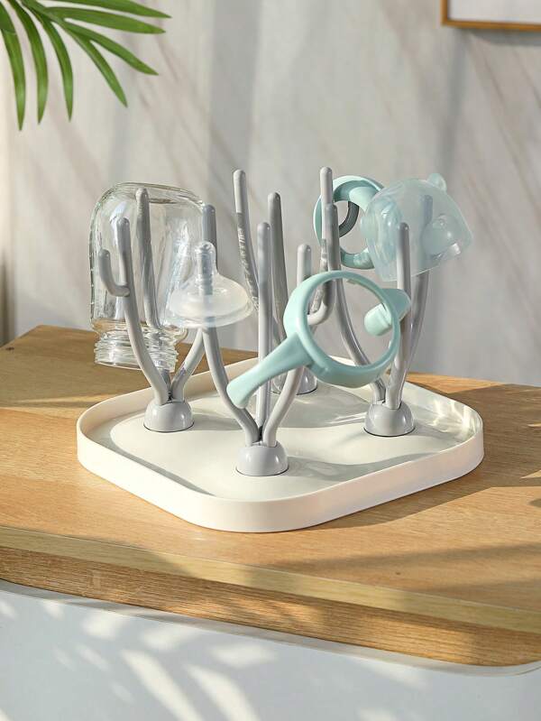 Baby Bottle Drying Rack With Tray, Large Capacity Bottle Drying Rack For Fast Drainage And Drying, Detachable Bottle & Nipple Rack Design, Available In 1pc Or 1set (1 Drying Rack + 1 Bottle Holder)