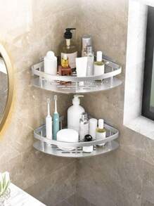 1 Pack, Bathroom Triangular Storage Rack, Bathroom Corner Storage Rack Without Punching, Bath Accessories Storage Rack, Washbasin Cosmetics Storage Rack, Kitchen Corner Storage Rack Home Bathroom Decor Bathroom Organizer Summer Back To School