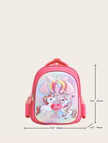 新款時尚卡通獨角獸兒童肩袋,可愛背包,新潮卡通學校書包,可調節拉鍊背包,適合送禮 - 粉色 - 查看 3