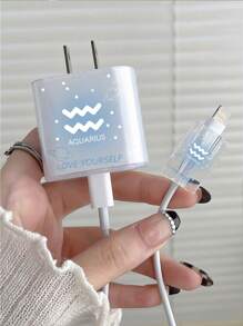 2 Sets Apple Charging Head Clear Protective Case, 12 Constellations Fit For 18w Soft Shell & 20w Charging Head, Clear Shell - Baby Blue - View 1