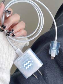 2 Sets Apple Charging Head Clear Protective Case, 12 Constellations Fit For 18w Soft Shell & 20w Charging Head, Clear Shell - Baby Blue - View 2