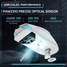 Machenike M7 Pro 白色無線遊戲滑鼠 Paw3395 26000dpi 74g Rgb 遊戲模式開關 可編程 充電式 適用於筆記型電腦/個人電腦 - 白色 - 查看 2