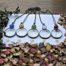 1入組放大鏡圓型讀書放大鏡鏡片掛墜項鍊,時尚母親節禮品珠寶裝飾 - 綠色 - 查看 5