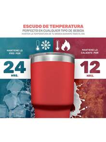 Y E T I 30oz colores de tapa de iman Peso de 400grs QR Vaso termo Metalico para bebida caliente o fria camping trabajo Yeti Vaso de acero inoxidable, aislado al vacío con tapa MagSlider - Rojo - Ver 4