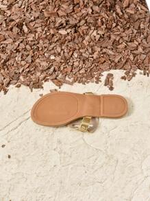 Sandali Piatti In Metallo E Da Donna Con Motivo Di Fiori Scavati Color Oro Per Primavera Estate, Casual, Abbigliamento Da Spiaggia, Taglia Grande Dell'ue, Infradito Antiscivolo