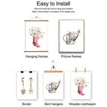 3入組水彩春季花卉農具藝術海報,鄉村別墅裝飾畫布印刷現代極簡家居裝飾,無框架 - 杏色 - 查看 5