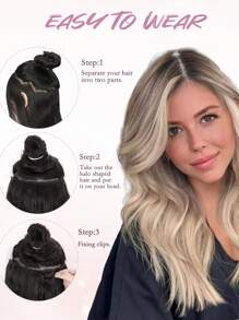 Clip In Hair Extension ,Invisible Wire Hair Extensions With Adjustable Size Removable Secure Clips Bleach Blonde Wavy Secret Hairpiece For Women - Apricot - View 8