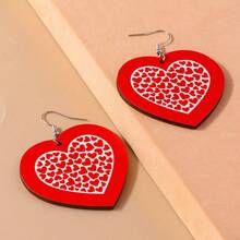 6入組粉色情人節愛心形木製手工珠寶吊墜耳環製作套件（6片木材+6個耳勾+6個彈簧環） - 粉色 - 查看 9