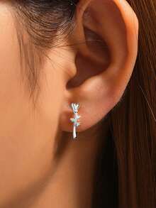 1 Pair 925 Sterling Silver Heart  Earring For Women Vintage Hoop Earring 18K Gold Plated  Perfect For Wedding As Festival Gift Fine Jewelry - Silver - View 11