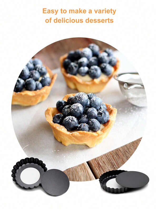 10Piece Mini Tart Pan Set, HeavyDuty Grooved Surface Suitable For