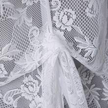 1片黑色蕾絲綁帶拉起式窗簾,適用於小門、窗戶或攝影佈景,掛桿式,簡約鄉村風格 - 白色 - 查看 3