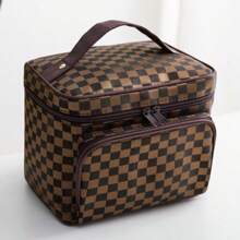 女士大容量便携化妆包旅行ins风2023新款高档真皮化妆包精致红条纹隔层网红款隔层方便存放护肤品化妆品沐浴用品健身游泳洗澡 - 條紋-玫紅 - 查看 11