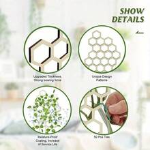 1PC Wooden Honeycomb Plant Station Creating Personalized, Warning Edge Plants, Horticultural Pot Racks, Fixed Support Rods - White - View 3