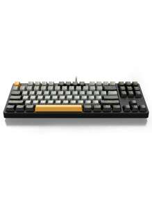 EMXAM 1pc Black, Grey, Orange Color Block Mechanical Keyboard With Blue Switch And Backlit - Multicolor - View 3