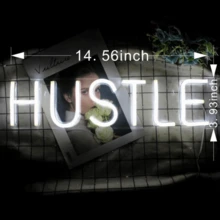 CTTNLS Hustle Led 霓虹燈新奇牆藝術裝飾懸掛標誌適用於臥室、客廳、兒童房、派對、家居裝飾、霓虹燈夜燈由 Usb 供電 - 白色 - 查看 6