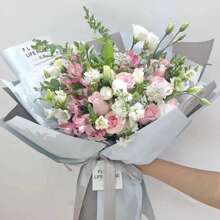 20 件/包 雙色防水 Hanfay 紙包裝紙,用於插花和花束,58x58 厘米 - 橙色+棕色 - 查看 5