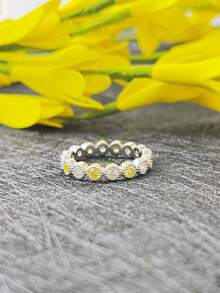 1pc Simple And Luxurious Style Diamond Inlaid Ring - Silver - View 1