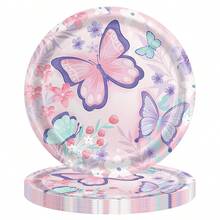 1set/40pcs Butterfly Themed Party Supplies, Including 10pcs 7-Inch Paper Plates, 10pcs 9-Inch Paper Plates, 20pcs 13-Inch Napkins And Disposable Cutlery Set - Multicolor - View 5