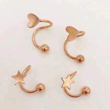 1對（左&右）甜美可愛的心形耳環和簡約時尚的星形耳環 - 彩色的 - 查看 5