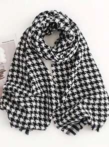 Men's Winter Scarf Warm Plaid Thick Cashmere Scarf, Stylish Neck Warmer - Black and White - View 1