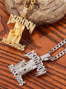 1pc Fashion Hip-Hop Style Cubic Zirconia Pendant Couple Necklace, Friend/Couple Gift - Pendant+Necklace - View 13