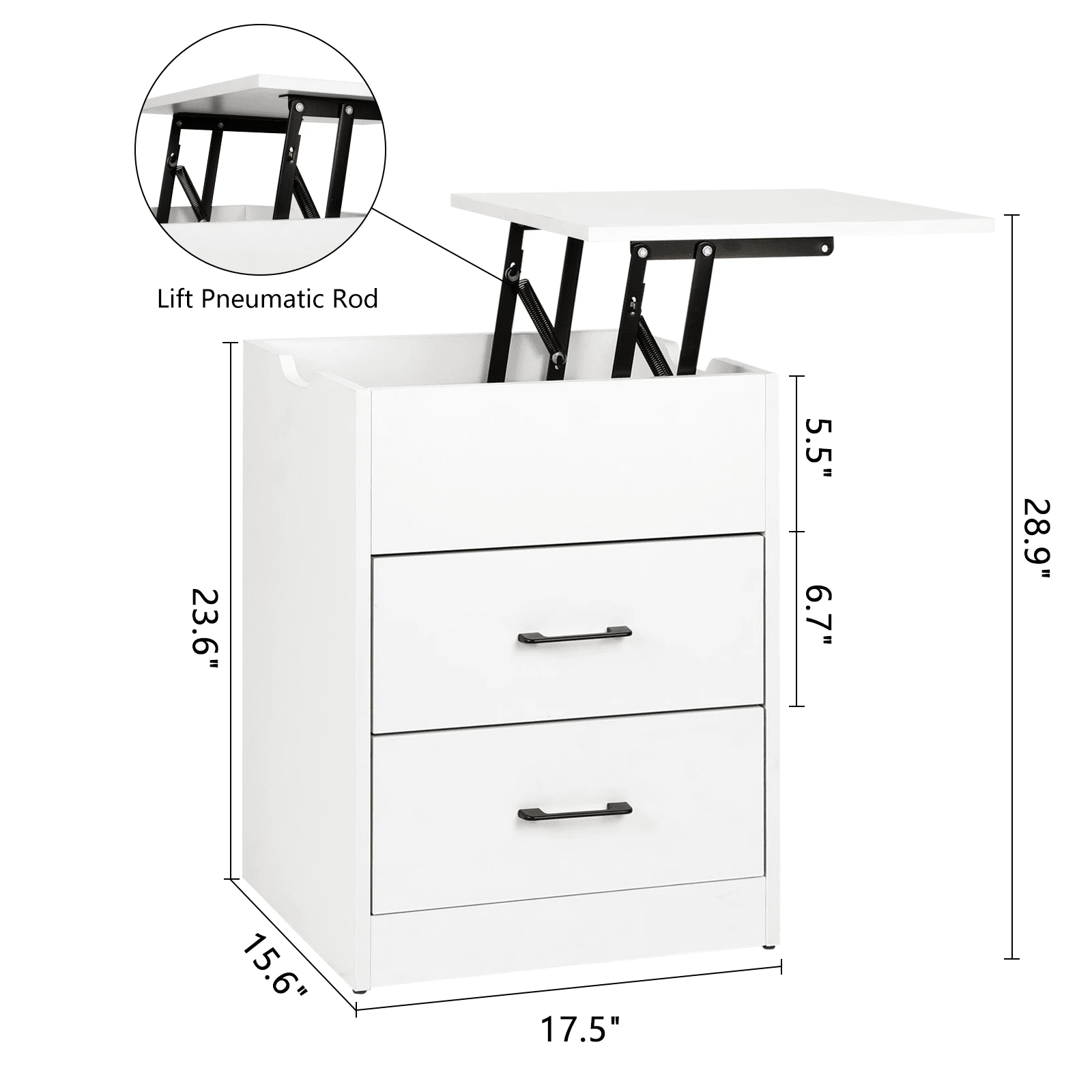 VOWNER LiftTop Nightstand With Outlets, 2 Drawers SHEIN USA