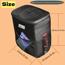 ZukMi Car Trash Can With Lid And Storage Pockets - 100% Leak-Proof Organizer, Waterproof Garbage Can, Multipurpose Trash Bin For Car, 2 Gallons, Black